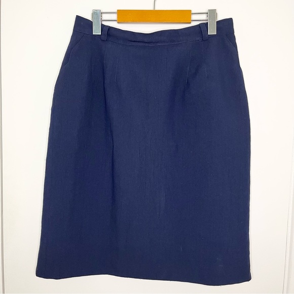 Navy Vintage 80s Ribbed Matching Blazer & Skirt Set - Picture 8 of 13